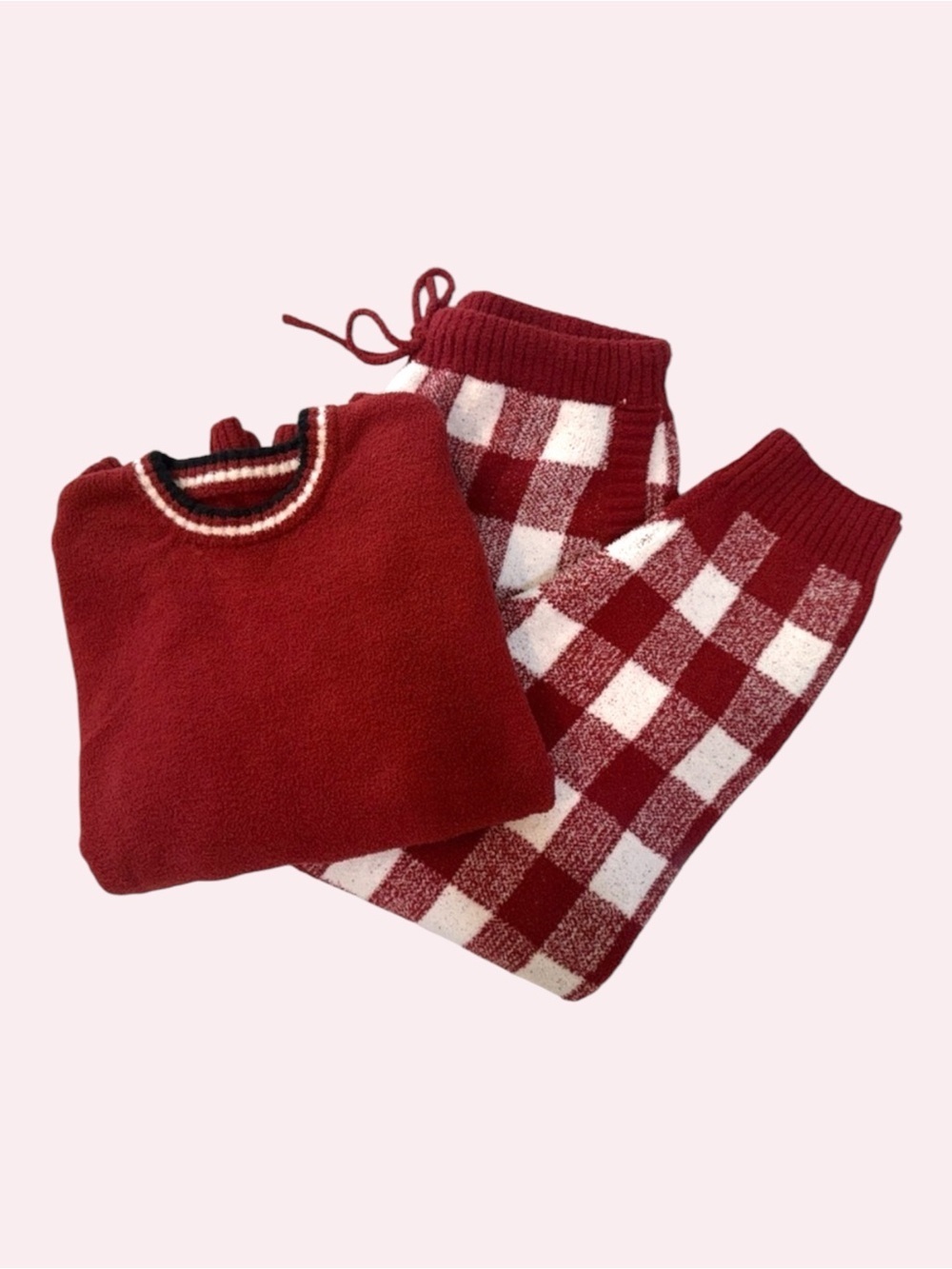 David Archy Fleece Buffalo Check Pajama  Set with Pockets Women’s Size M
